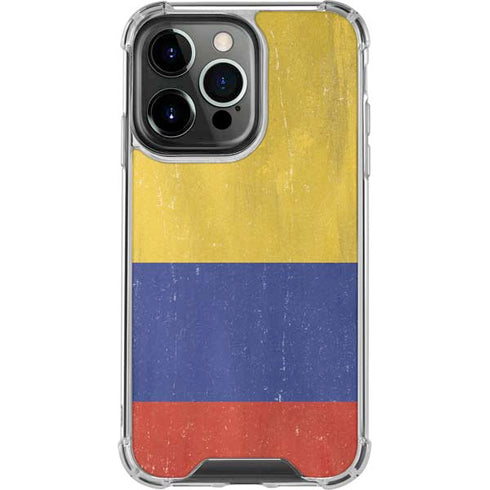 Colombia Flag Distressed iPhone 15 Pro Clear Case